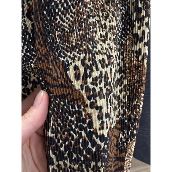 Vintage Brown Black Animal Print Skirt Long Slit Flowy Waist Sz S - Picture 6 of 10